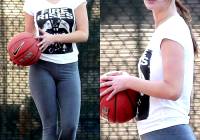 Jennifer Lawrence Enjoying A Game Of Basketball.