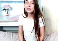 Long haired teen masturbating on webcam