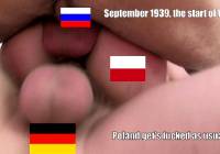 Poland gets fucked by soviet union and germany ww2 political caption