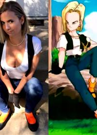Android 18 Cosplayer Vs Character Paige Parker