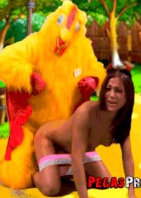 Cosplay Small Teen Getting fucked by Chicken