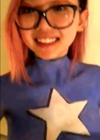 Harriet Sugarcookie Captain America bodypaint cosplay GIF