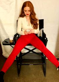 Madelaine Petsch In Tight Red Jeans.