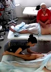 Mature woman and young girl on massage