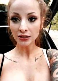 POV – Liah Lou sucks huge cock in public and gets a facial