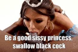 A sissy princess sucking a BBC