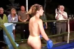 Outdoor Topless Boxing Babes