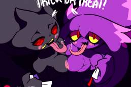 Pokemon Banette Mismagius Trick or Treat breasts furry ghost half-closed_eyes halloween