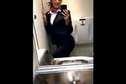 Real Amateur Stewardess Wanks on Flight